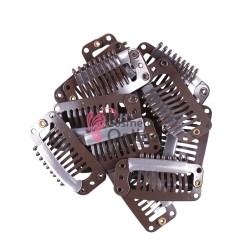 Clipsuri /Cleme Clip-On pentru extensii de 3,2 cm cu silicon, 10 buc Cod: 802 - Saten Inchis